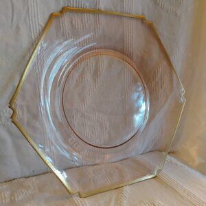 Vintage Pink Glass Hexagon Shaped Dish
